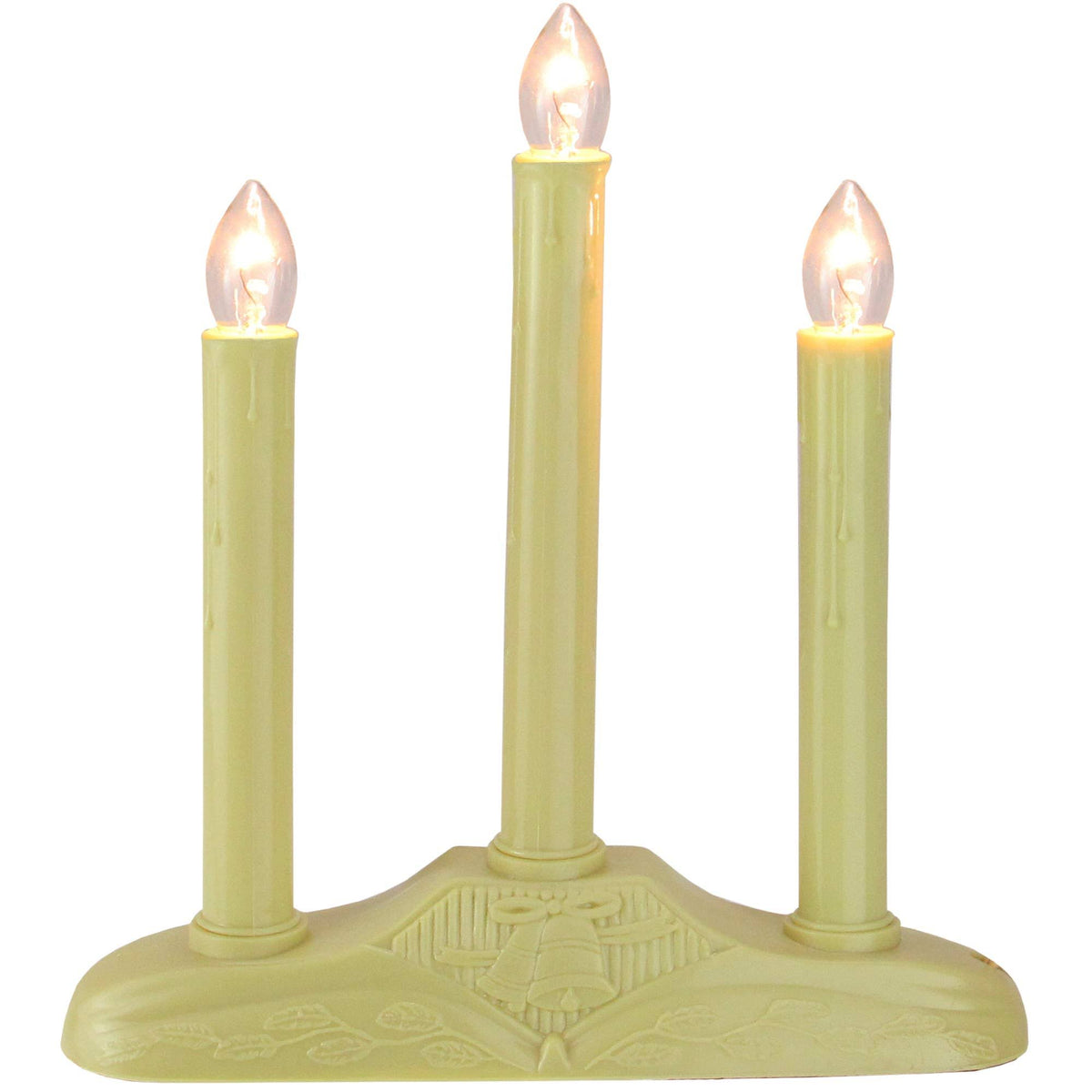 Northlight 3-Light Ivory Christmas Chandelier on Holly Berry and Bell Base Candle Lamp 11" - Product image 1