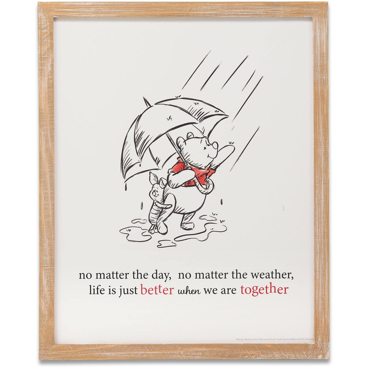 Open Road Brands Disney's Winnie The Pooh Better Together Wood Framed Wall Decor - One Size Fits All - Product image 1