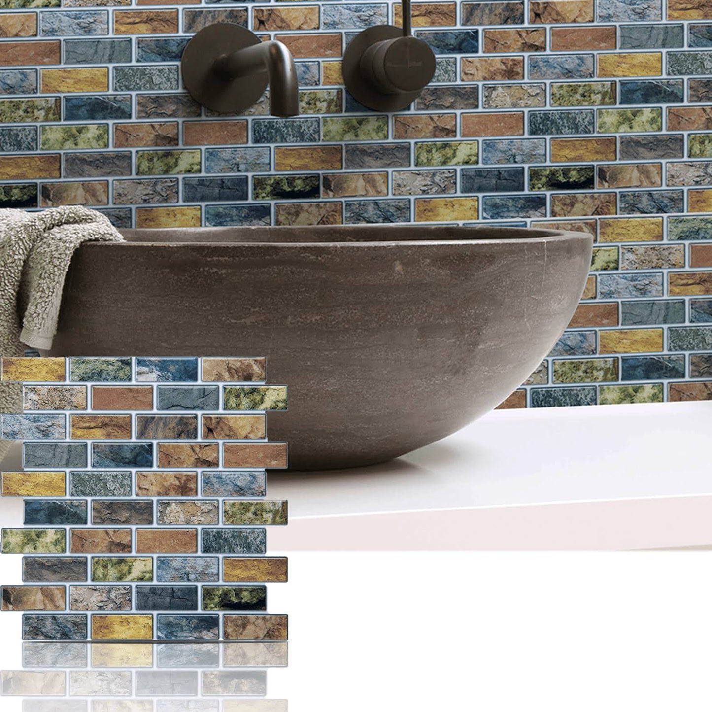 Art3d 10-Piece Peel & Stick Kitchen/Bathroom Backsplash Sticker, 12" x 12" Faux Ceramic Tile Design - Product image 1