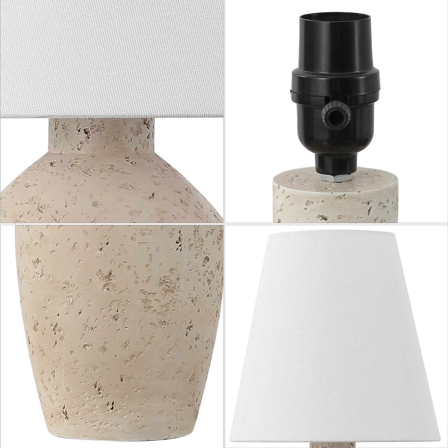 JONATHAN Y Xander 19.5" Minimalist Scandinavian Concrete Effect Resin/Iron Ginger Jar LED Table Lamp, Matte Black (Set of 2), JYL5605A - SET2