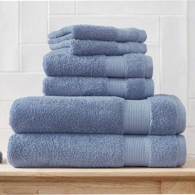 StyleWell 6-Piece Hygrocotton Bath Towel Set in Washed Denim, Washed Denim Blue - Product image 1