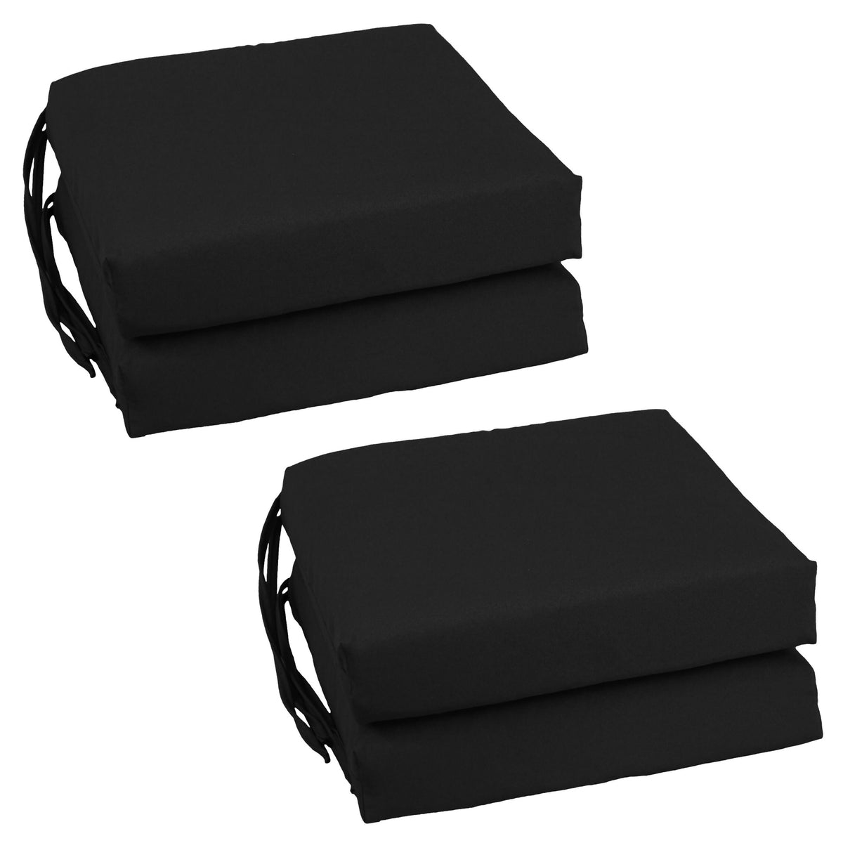 Blazing Needles Set of 4 Indoor Twill Chair Cushions, Black - Product image 1