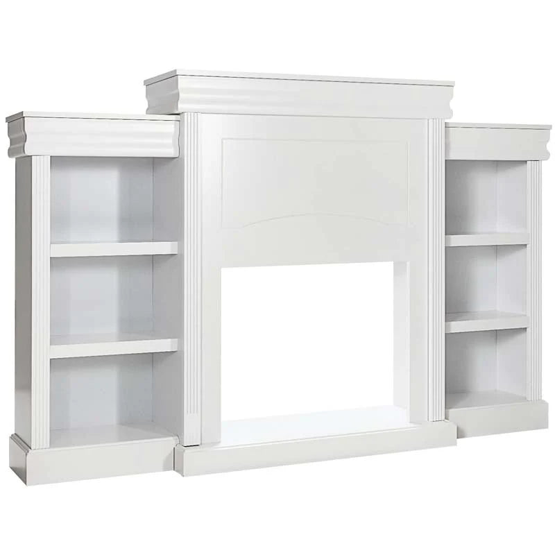 70" Fireplace Mantel TV Stand with Storage Shelves, Freestanding Wood Media Console for 28.5" Fireplace - Product image 10