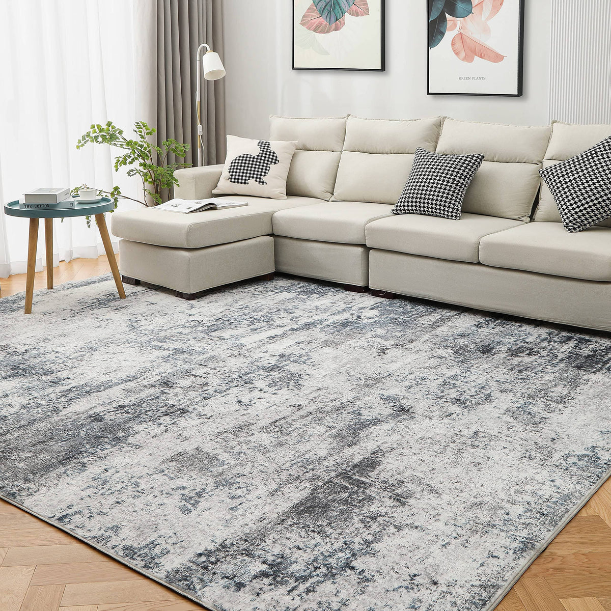 Macro Sen Area Rug Living Room Rugs: 8x10 Indoor Abstract Soft Fluffy Pile Large Carpet with Low Shaggy for - Product image 1