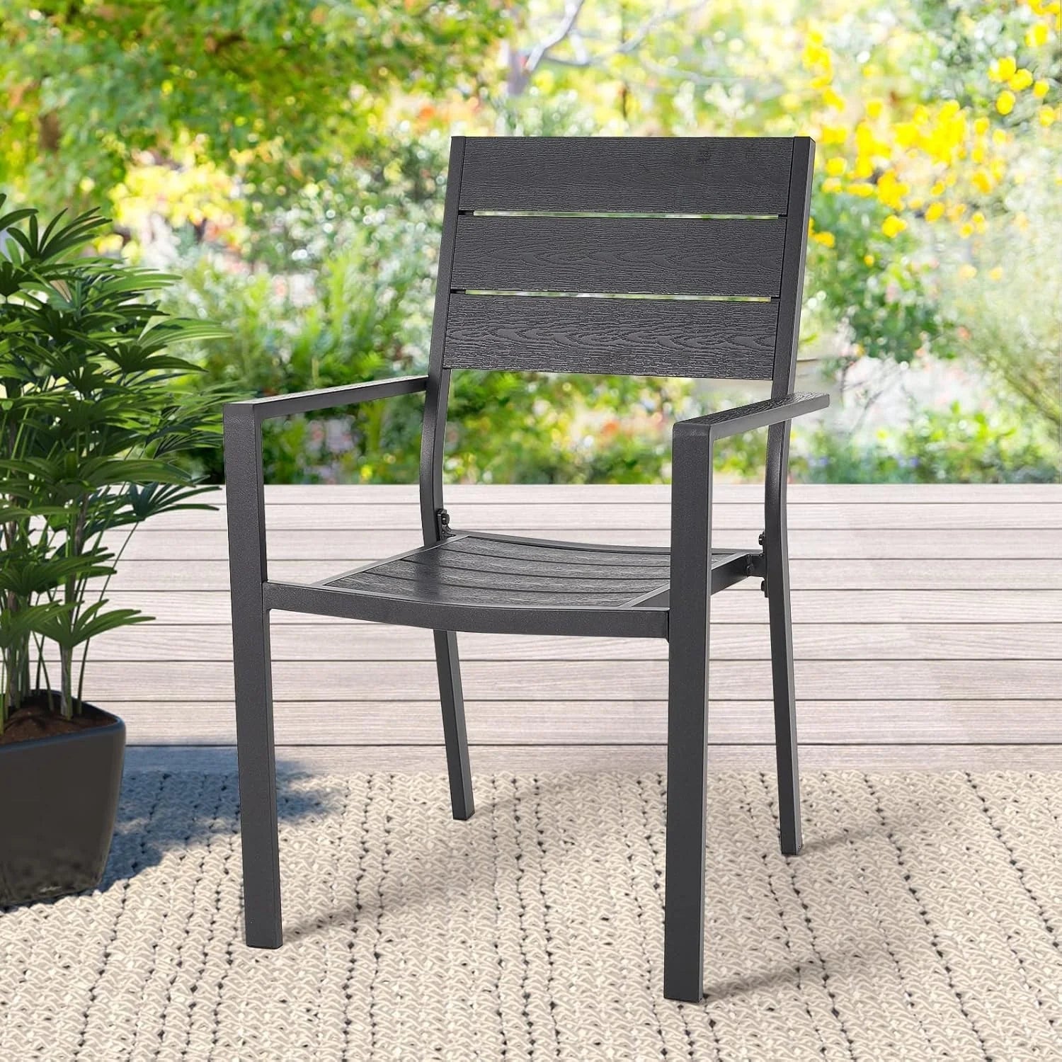 AECOJOY 2 Pieces Outdoor Dining Chairs, Aluminum Frame Stackable Patio Chair - Product image 7