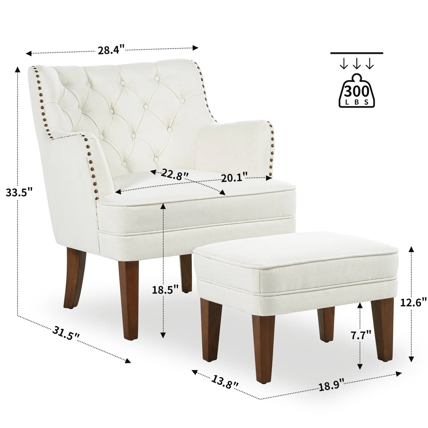 GERICCO Accent Chair with Ottoman Set, Club Armchair Indoor, Comfy Reading Chair and Ottoman for Bedroom - Product image 7