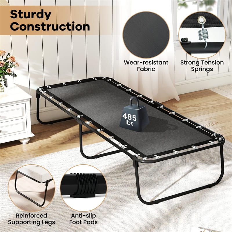 Cot Size Rollaway Guest Bed with Memory Foam Mattress, 75"x31" Portable Folding Bed with Heavy-Duty Metal - Product image 9