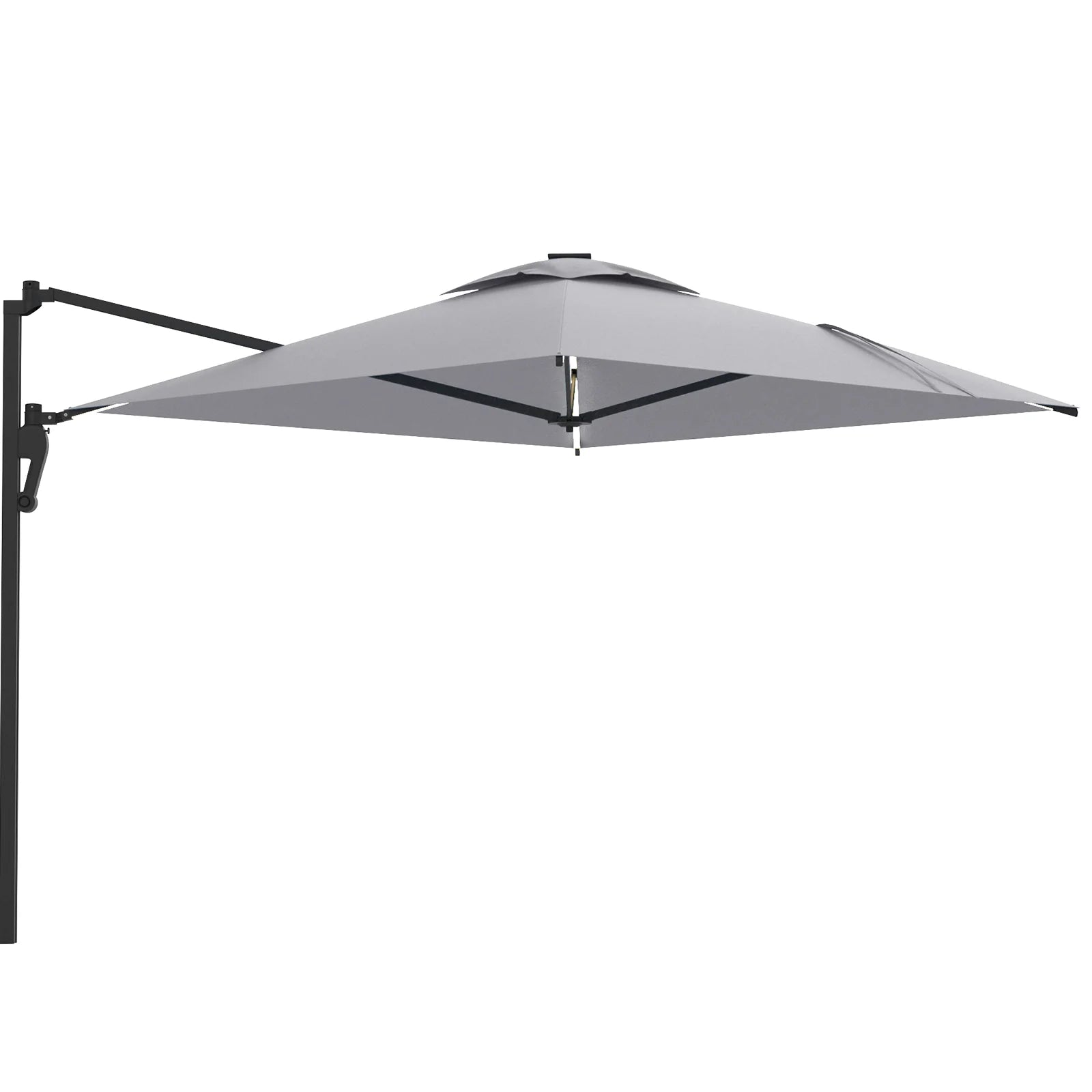 AECOJOY 10FT Large Patio Umbrella with Solar Lights, Rectangle Wall Mounted Outdoor Patio Umbrella, Grey - Product image 1