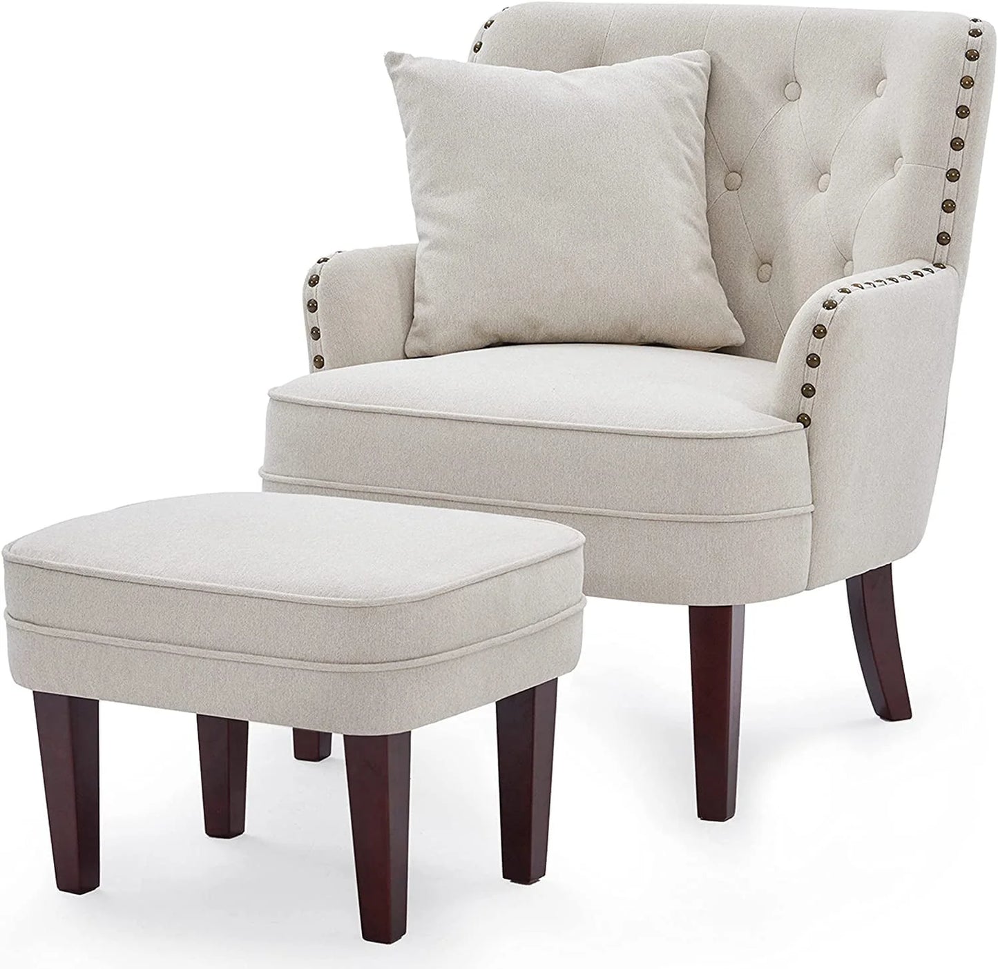 GERICCO Accent Chair with Ottoman Set, Club Armchair Indoor, Comfy Reading Chair and Ottoman for Bedroom - Product image 2