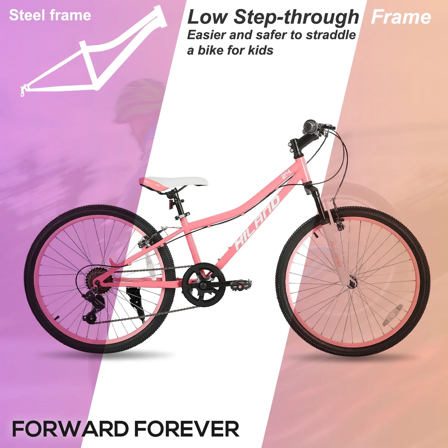 Hiland 24 in Mountain Bike, Front Suspension Fork Bicycles for Adults Multiple Colors