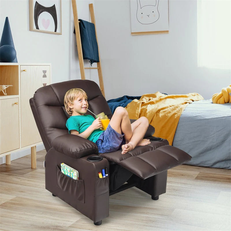 Kids Recliner Chair Adjustable Velvet Lounge Sofa with Cup Holders, 3 Pockets, Retractable Footrest - Product image 26