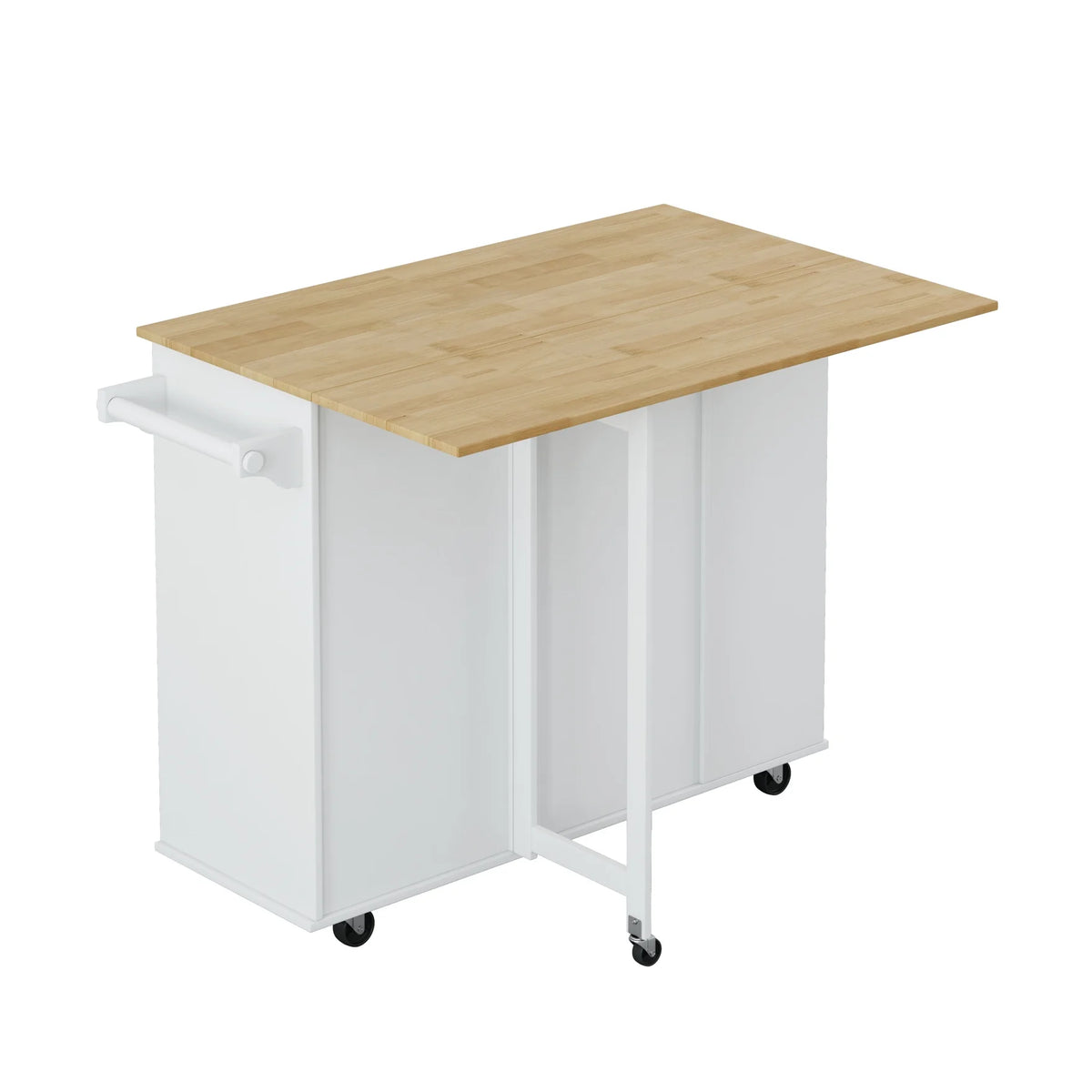 Movable Kitchen Island Cart with 2 Door Cabinet, 2 Drawers and Drop Leaf Top, Island Table with Spice Rack - Product image 6