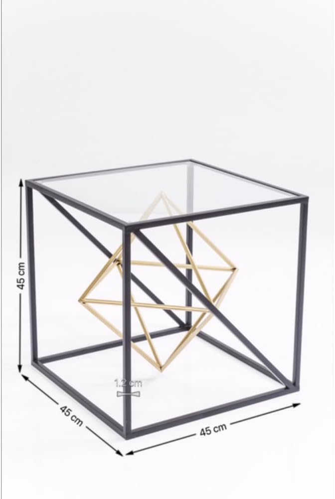 Kare Design Prisma Side Table, Gold/Black, Glass, Steel, Modern, Living Room Table, Furniture, Interior Decoration, Bedroom Decoration, Home, 45x45x45cm