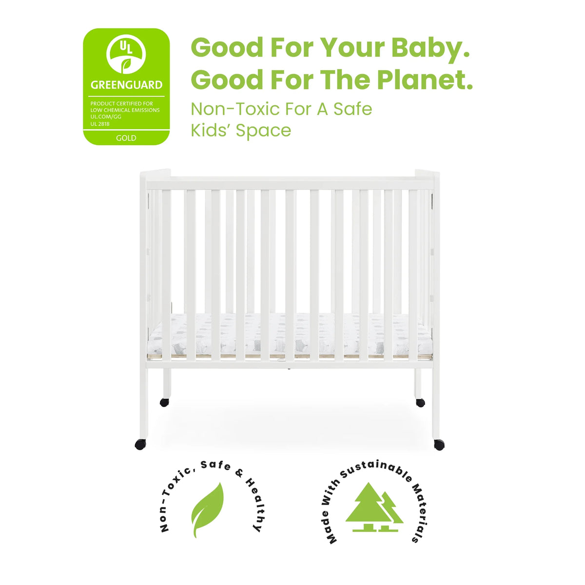 Delta Children Lee Portable Folding Mini Crib with 1.5 - Inch Mattress - Greenguard Gold Certified - Product image 8