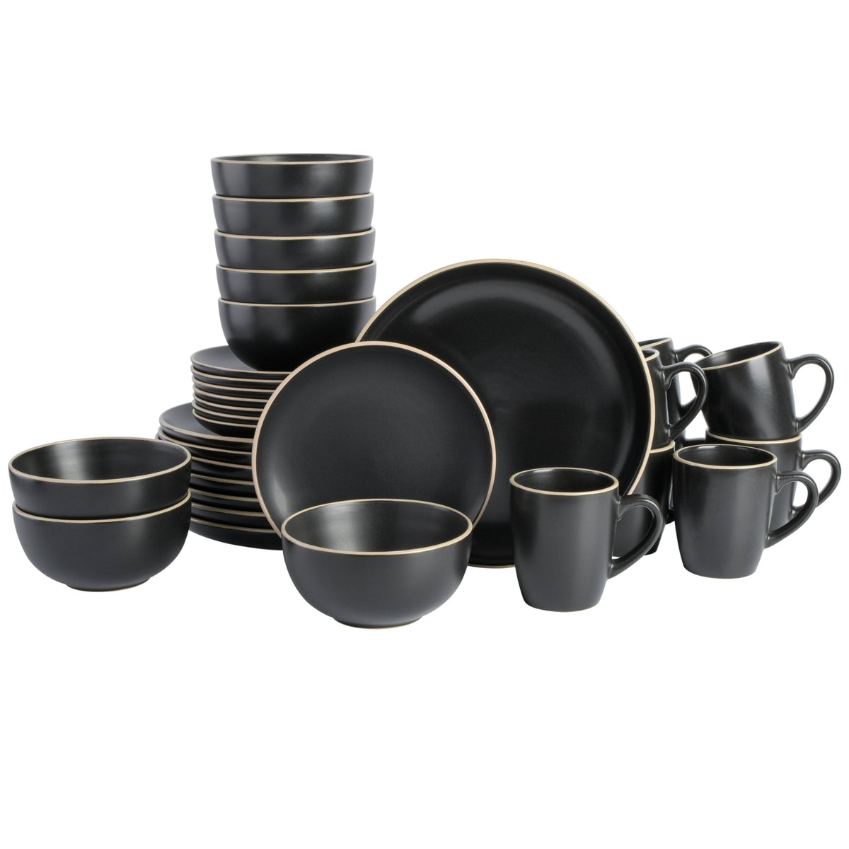 Gibson Home Rockaway 32-Piece Dinnerware Set Black