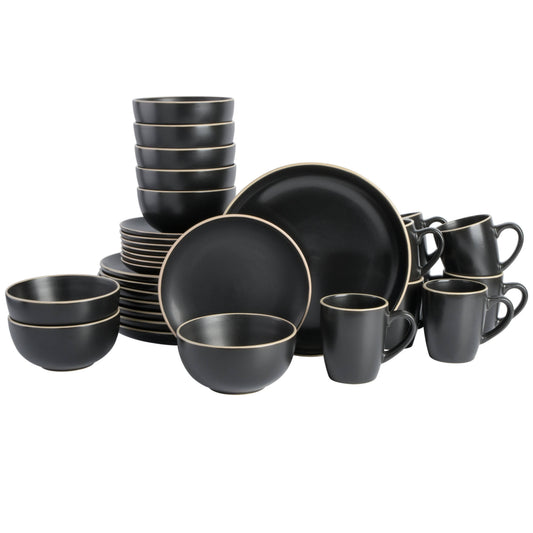 Gibson Home Rockaway 32-Piece Dinnerware Set Black