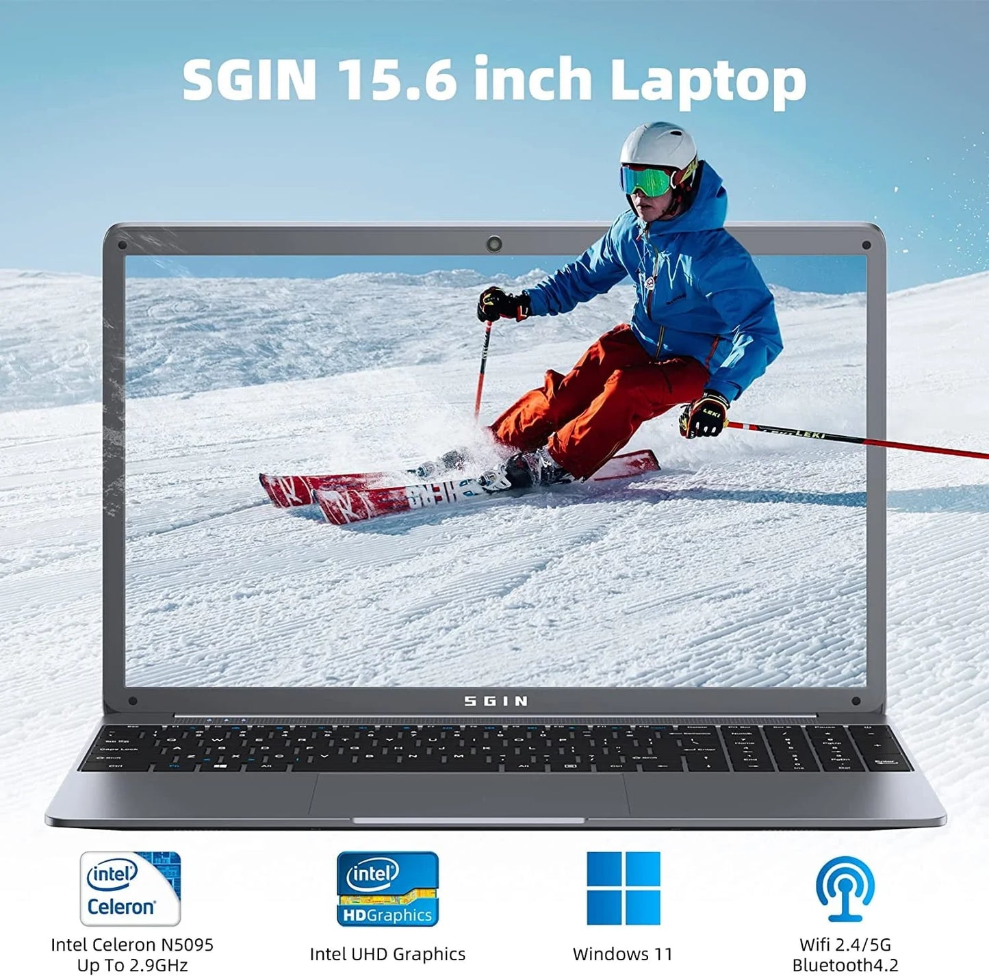 SGIN 15.6 in Laptop 12GB DDR4 512GB SSD Windows 11 with Intel Celeron N5095A Full HD 1920x1080 - Product image 7