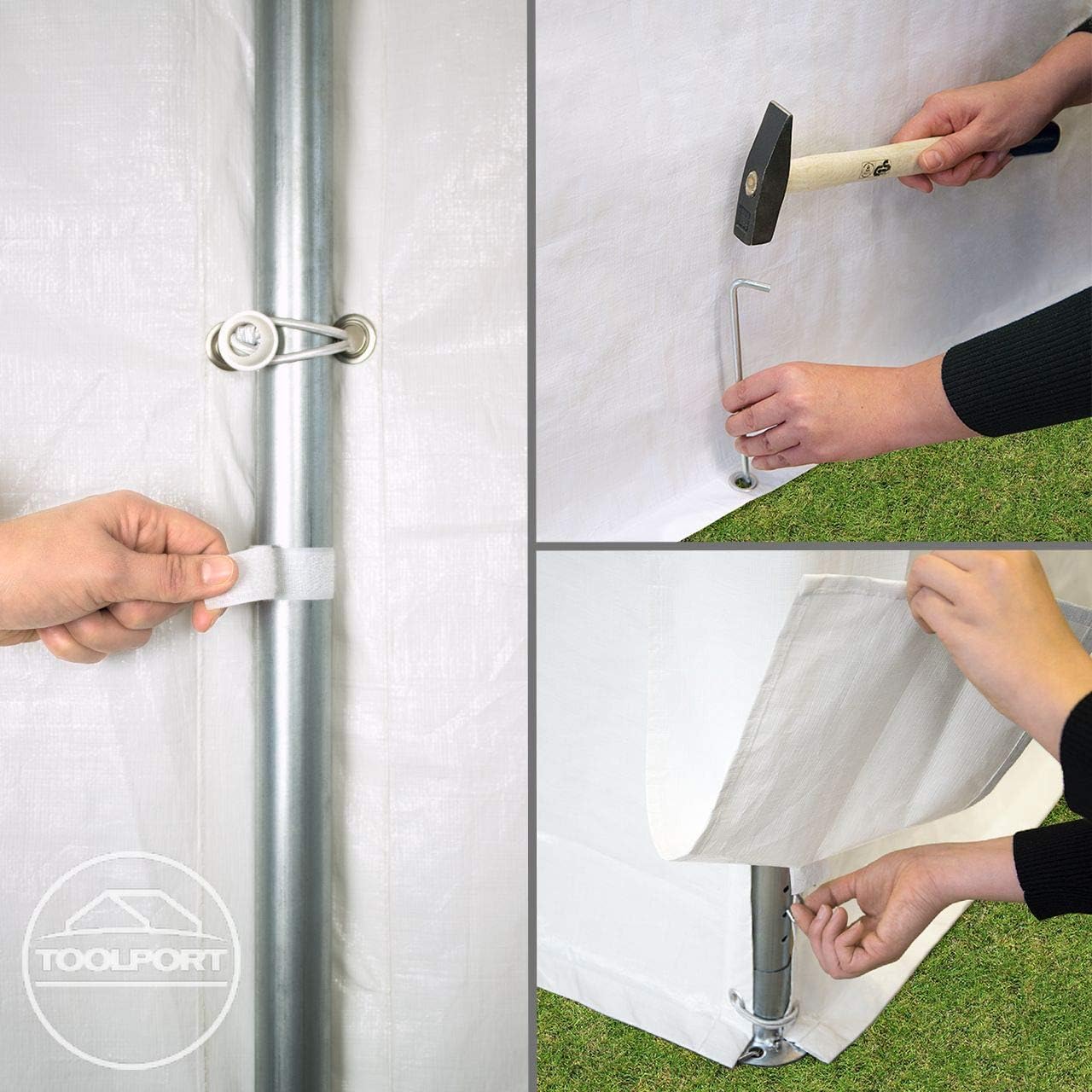 TOOLPORT Reception tent 3x2 m white pavilion PE tarpaulin 350 N waterproof Garden Tent