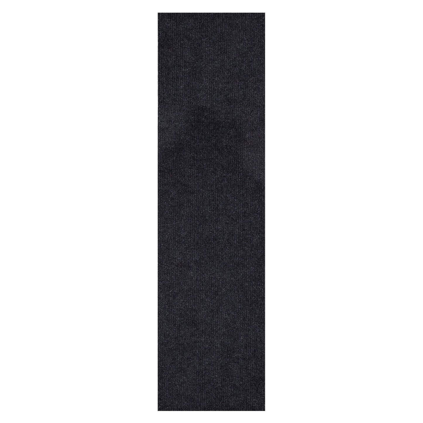 Ottomanson Lifesaver Collection Black 2 ft. 7 in x 9 ft. 10 in. Utility Ribbed Indoor/Outdoor Runner Rug