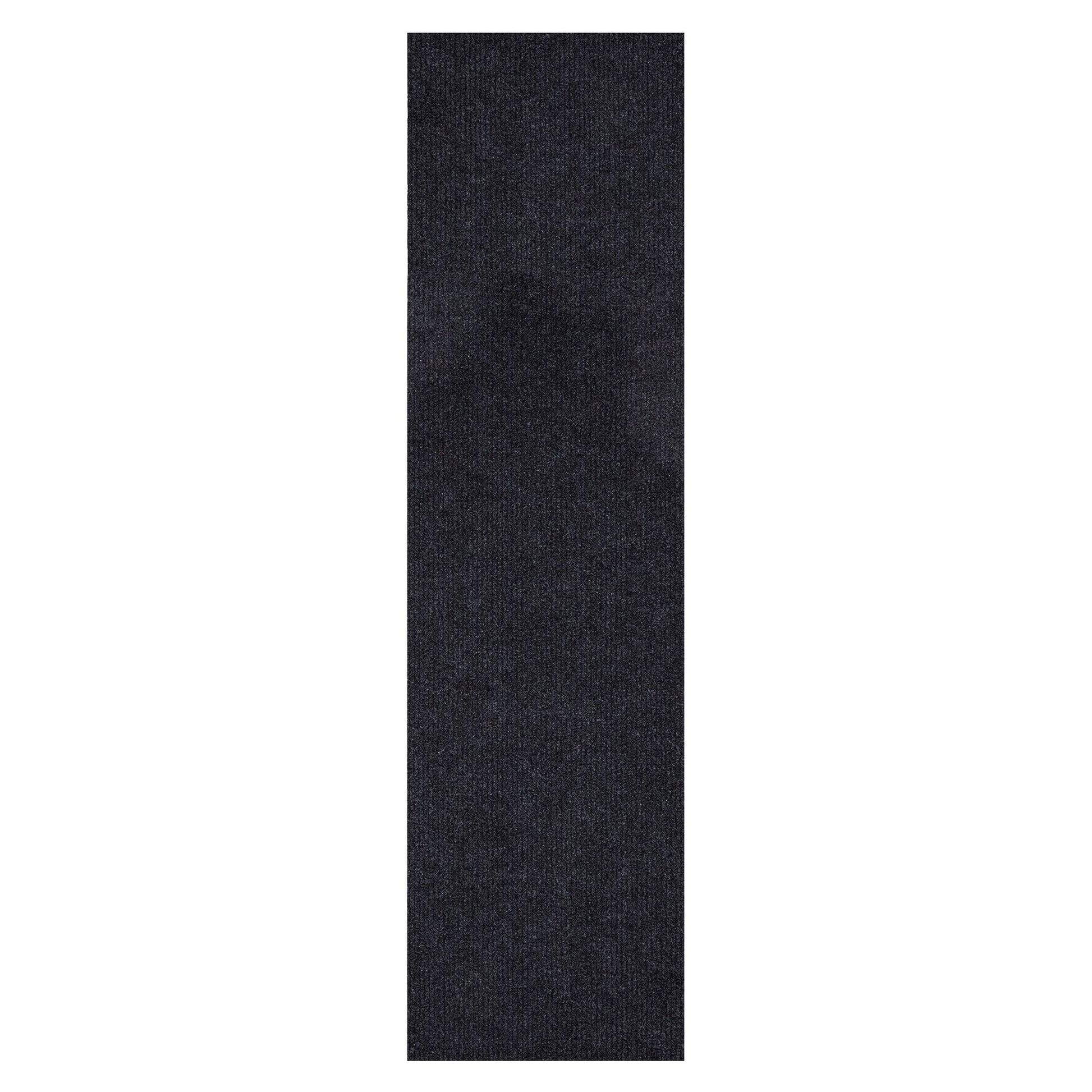 Ottomanson Lifesaver Collection Black 2 ft. 7 in x 9 ft. 10 in. Utility Ribbed Indoor/Outdoor Runner Rug