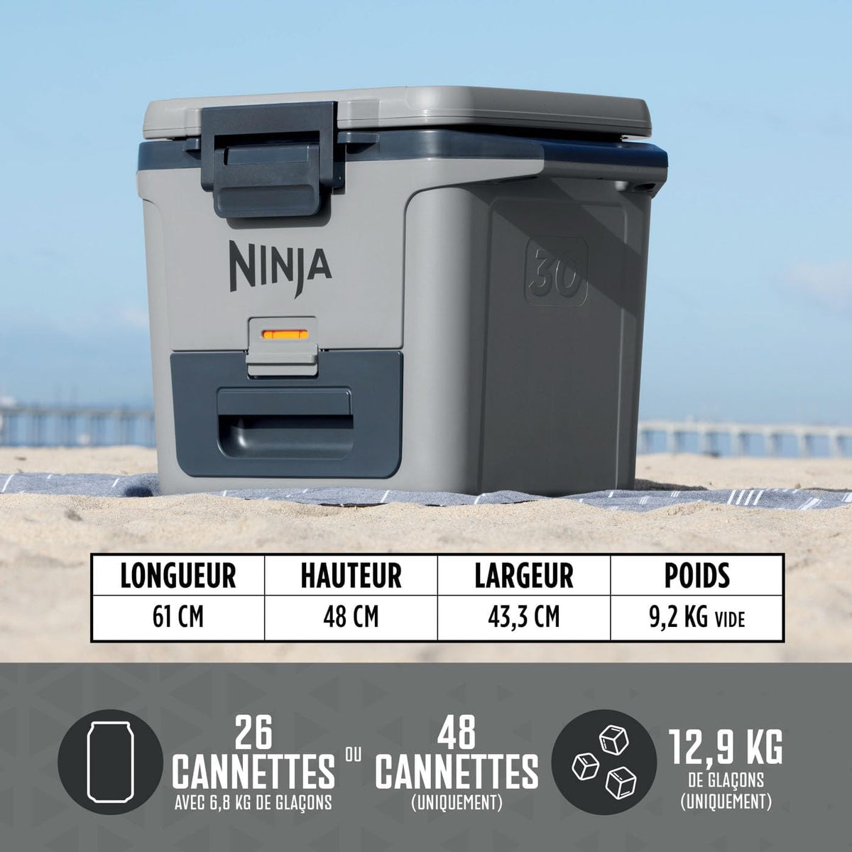 Ninja FrostVault Hard Cooler Premium Cooler, Keeps Ice for Up to Days, Built-in Dry Storage Drawer at Fridge Temperature