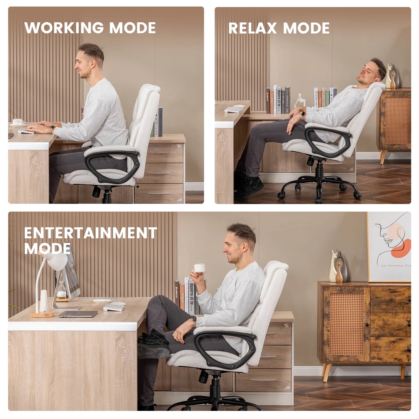 Mainstays Executive Ergonomic High Back Leather Home Office Desk Chair, Black - Product image 50