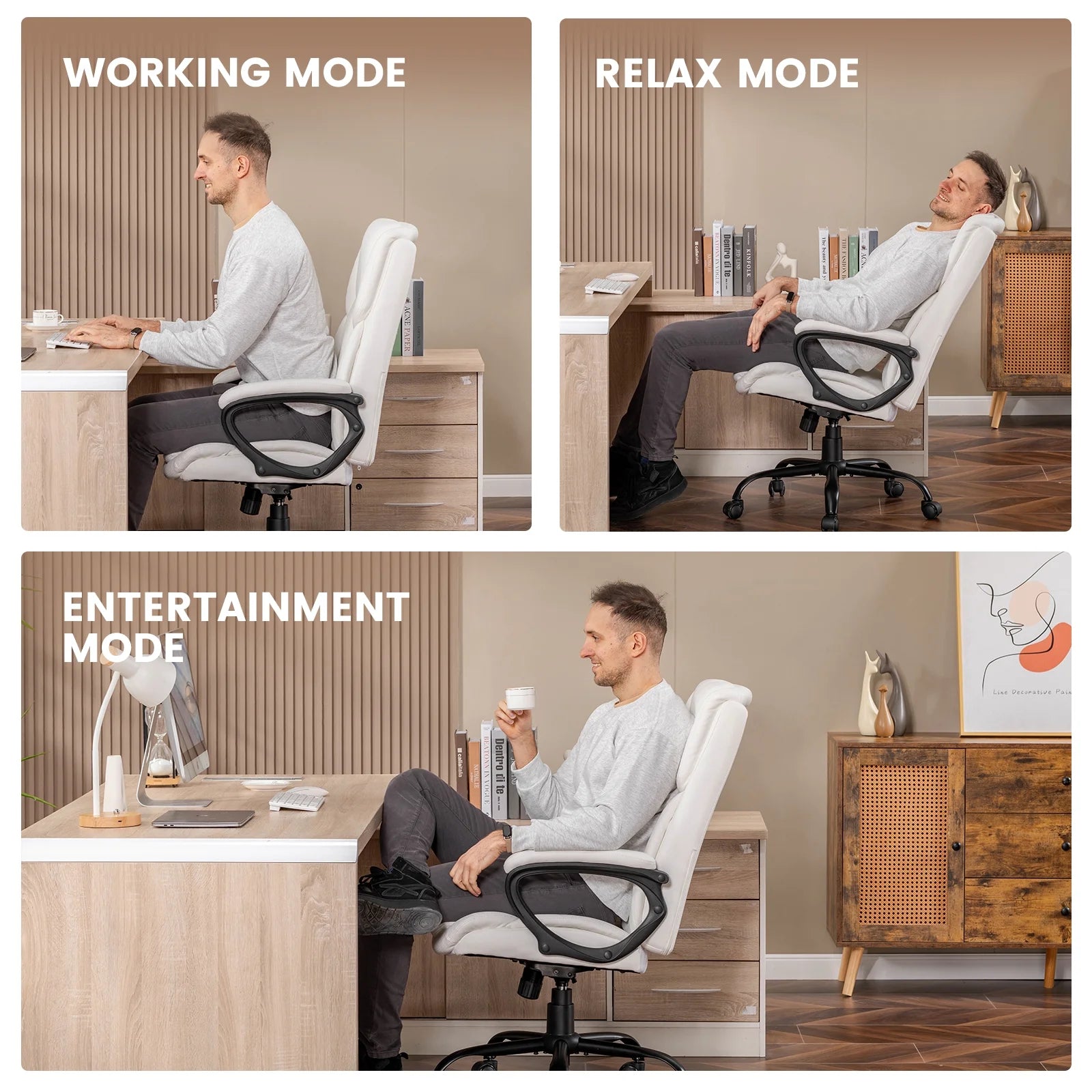 Mainstays Executive Ergonomic High Back Leather Home Office Desk Chair, Black - Product image 50