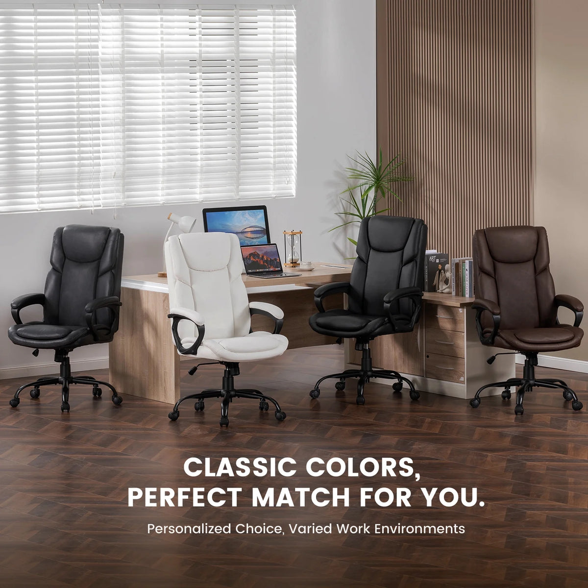 Mainstays Executive Ergonomic High Back Leather Home Office Desk Chair, Black - Product image 13