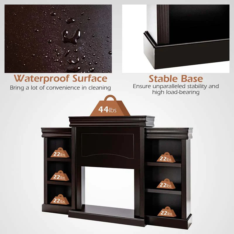 70" Fireplace Mantel TV Stand with Storage Shelves, Freestanding Wood Media Console for 28.5" Fireplace - Product image 27