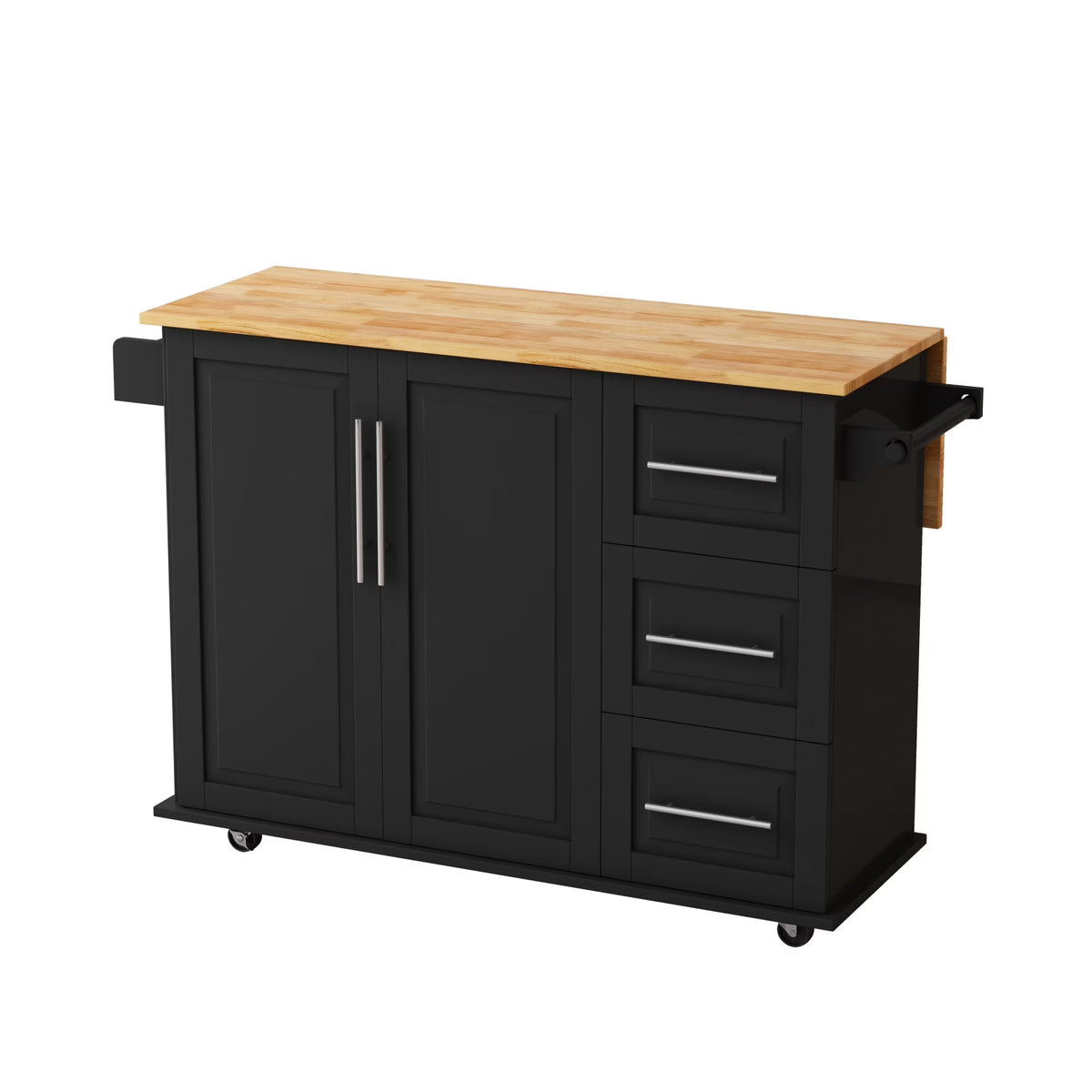 Movable Kitchen Island Cart with 2 Door Cabinet, 2 Drawers and Drop Leaf Top, Island Table with Spice Rack - Product image 5
