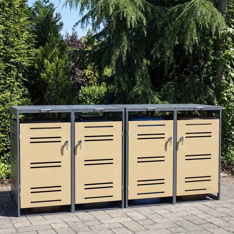 44 Cu.Ft Outdoor Metal Trash Can Storage Shed for 2 Bins, Double Garbage Can Enclosure with Gas Strut - Product image 3