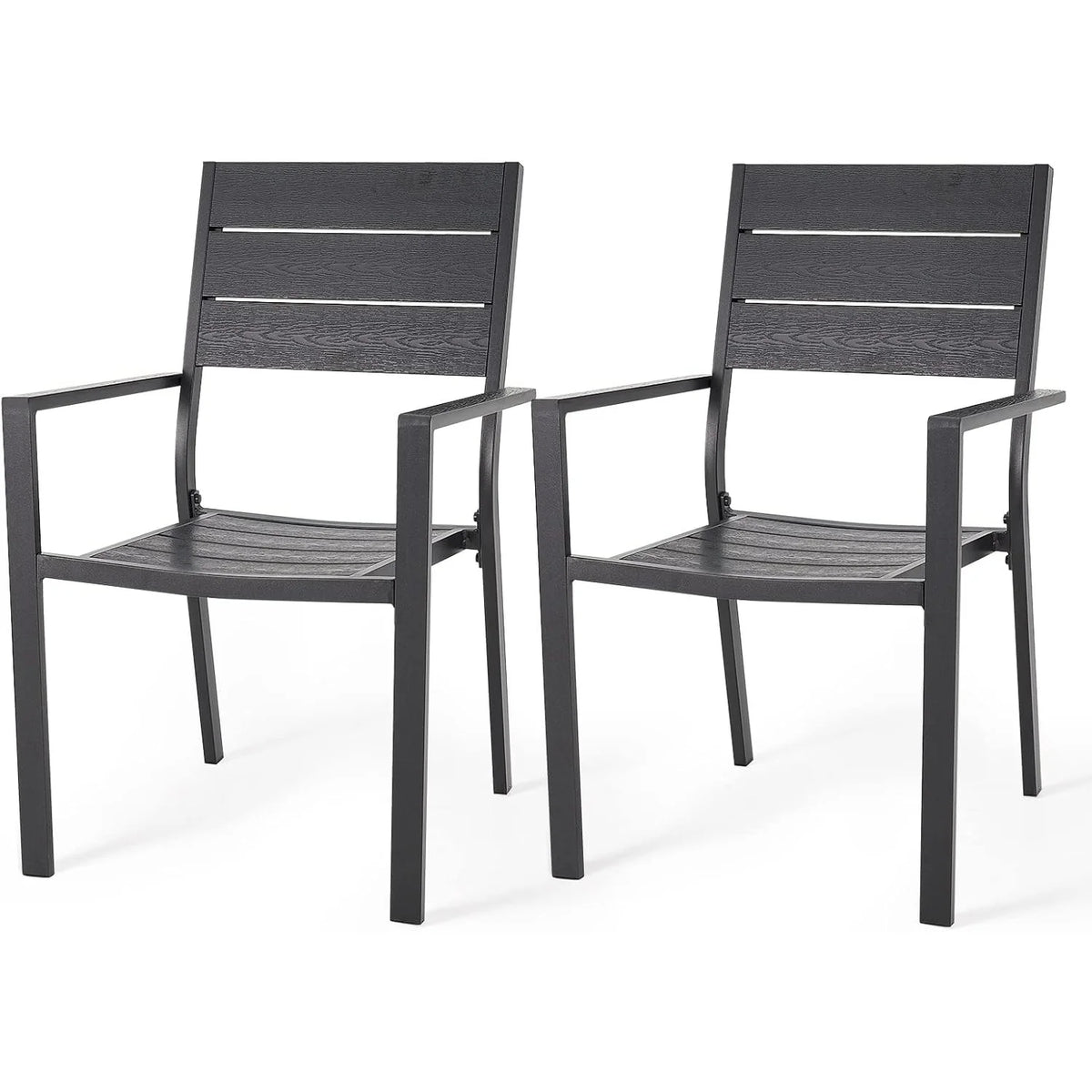 AECOJOY 2 Pieces Outdoor Dining Chairs, Aluminum Frame Stackable Patio Chair - Product image 1
