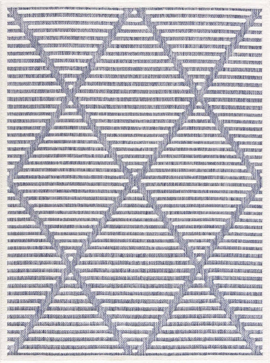 Hauteloom Anah Blue Outdoor Rug | Modern Outdoor Area Rug for Patio, Living Room, Bedroom - 6'7" x 9' Rectangle