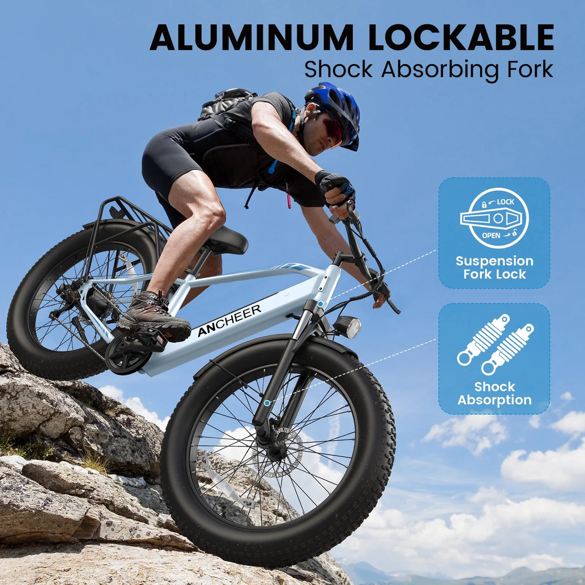 ANCHEER Electric Bike for Adults Peak 1000W Electric Bicycle 48V 15AH Battery Electric Bike 26" x 4.0" Fat - Product image 11