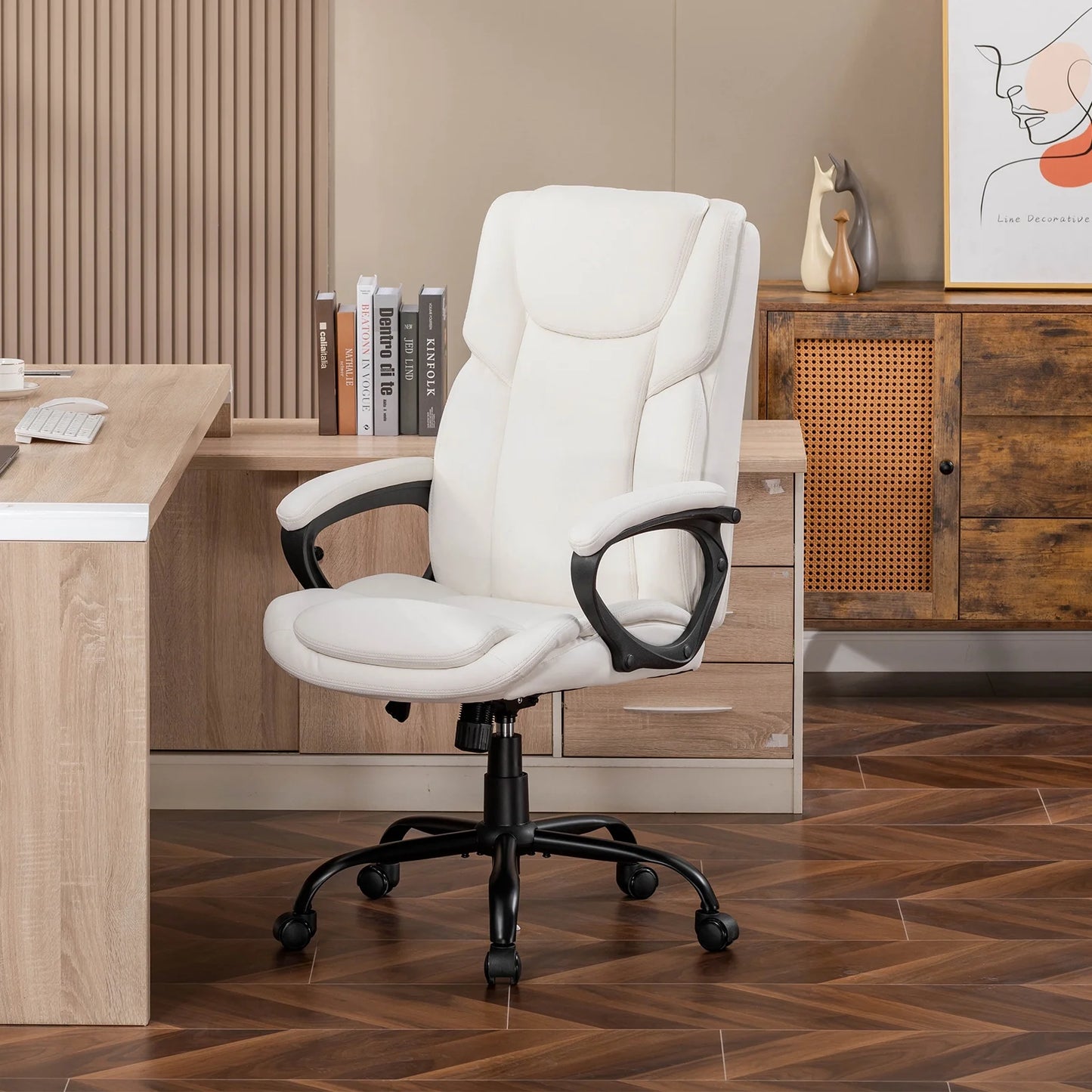 Mainstays Executive Ergonomic High Back Leather Home Office Desk Chair, Black - Product image 51